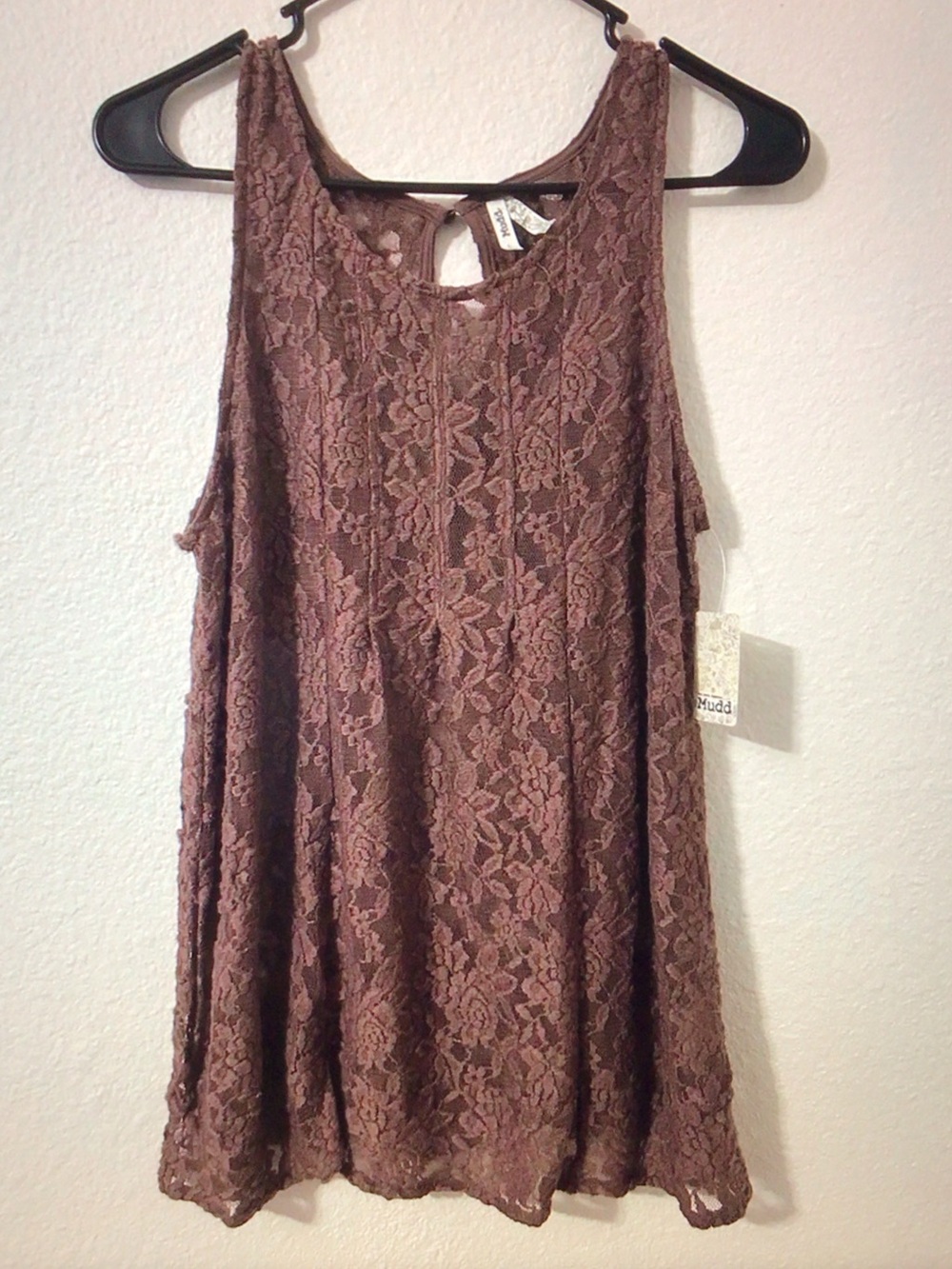 Mudd Women's Lace Sleeveless Tunic - Mauve